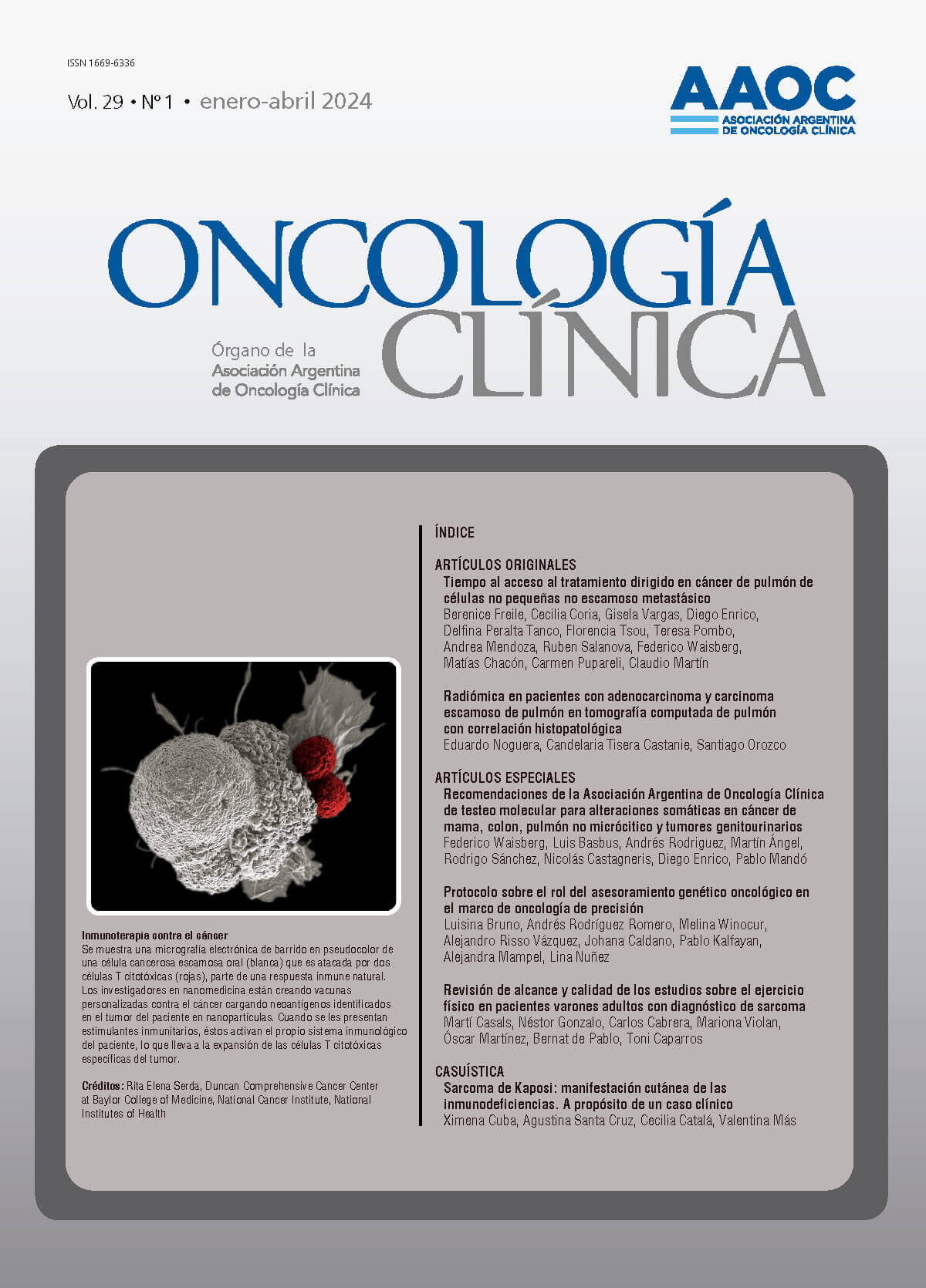 					Ver Vol. 29 Núm. 1 (2024): Oncología Clínica
				