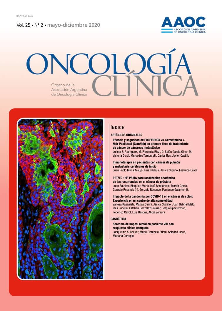 					Ver Vol. 25 Núm. 2 (2020): Oncología Clínica
				